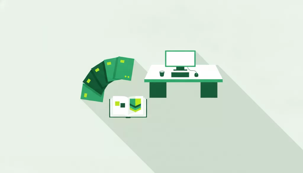 Illustration d'un studio créatif et d'un portefeuille de clients