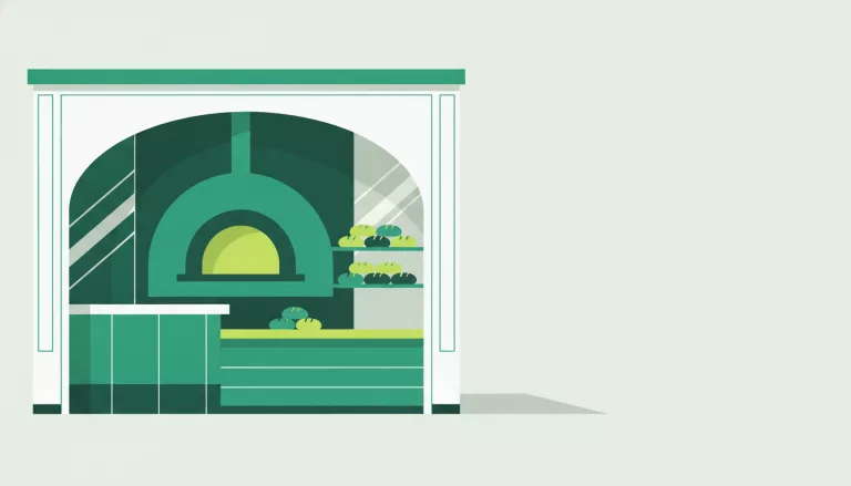Illustration d'une devanture de boulangerie et d'un fournil