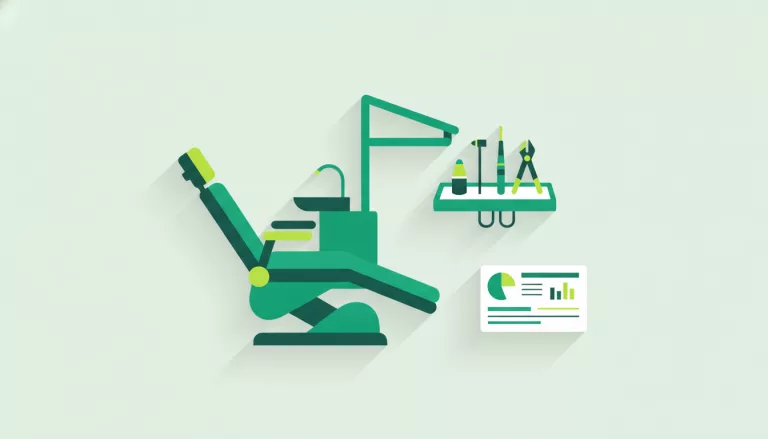 Illustration d'un cabinet de soins dentaires et d'un plateau technique