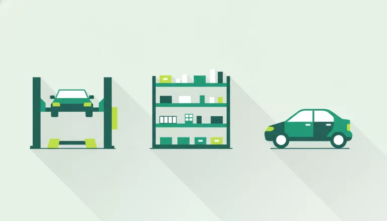 Illustration d'un atelier automobile avec un pont élévateur