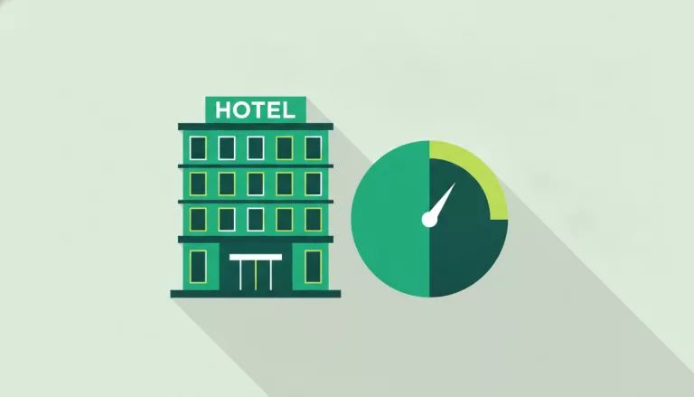 Illustration d'une façade d'hôtel et d'un indicateur de performance